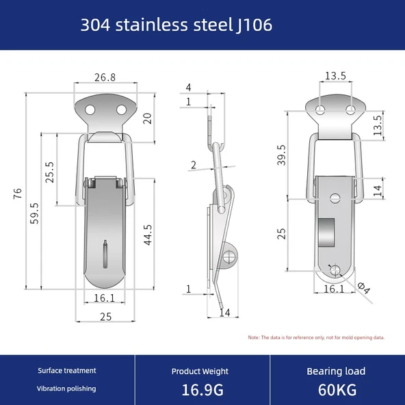 304 Paslanmaz Çelik Kilit Tokası - J106