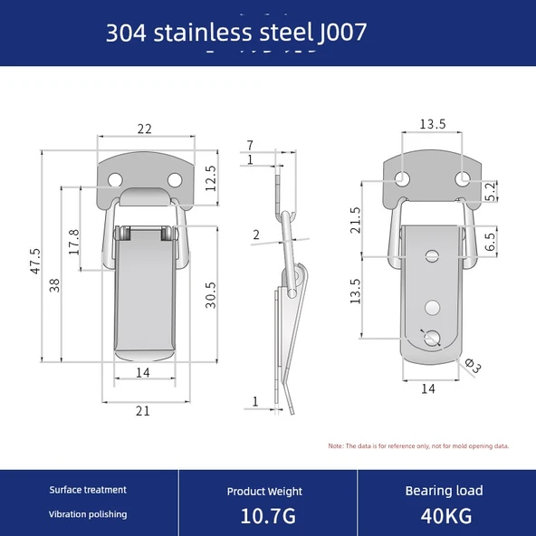 304 Paslanmaz Çelik Kilit Tokası - J007