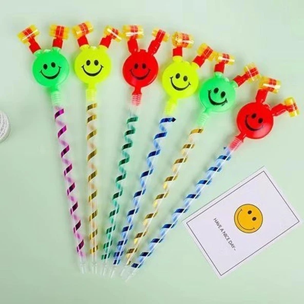 Şamatalı Çubuk Aksesuarı - Büyük Gülümseyen Yüz Üfleme Ejderha Düdüğü 37.5cm-30