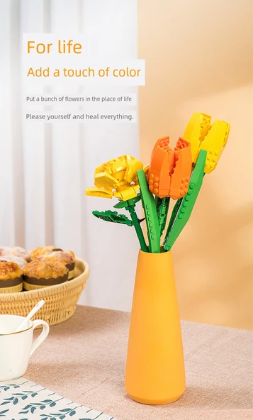 DIY Çiçek Yapı Blokları Buketi - Yasemin - Resim 12