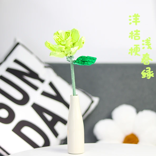 DIY Çiçek Yapı Blokları Buketi - Eustoma grandiflorum (Açık Bahar Yeşili)