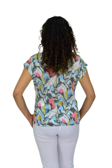 Kadın Kısa Kol Baskılı Bluz BGL-ST04704 - Resim 5