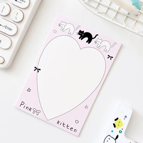 Minimalist Çizgi Film Kartı Barrette - Kedi Kart Arka