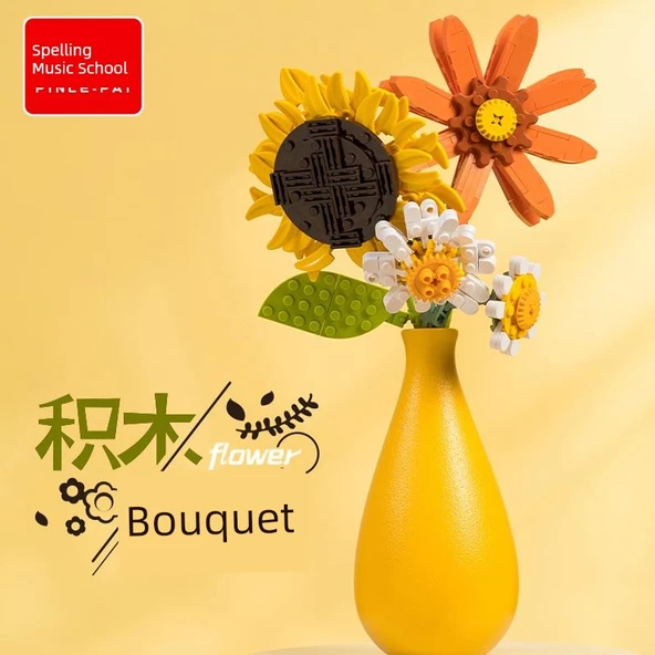 DIY Çiçek Yapı Blokları Buketi - Yasemin - Resim 3