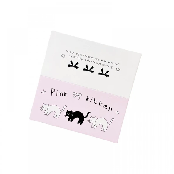 Minimalist Çizgi Film Kartı Barrette - Kedi Kart Arka - 6