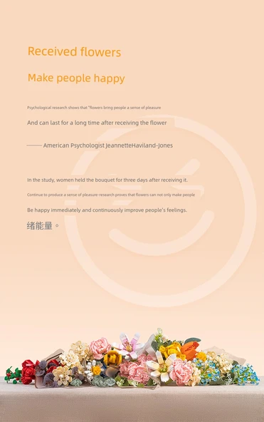 DIY Çiçek Yapı Blokları Buketi - Gül (Yıldız Mavi) - Resim 9