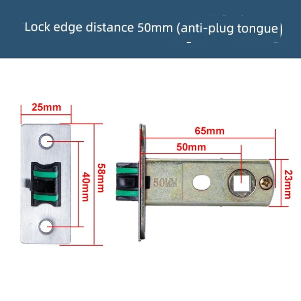 Sessiz Tuvalet Kilidi - 50mm Kilit Aralığı - Üç Dilli
