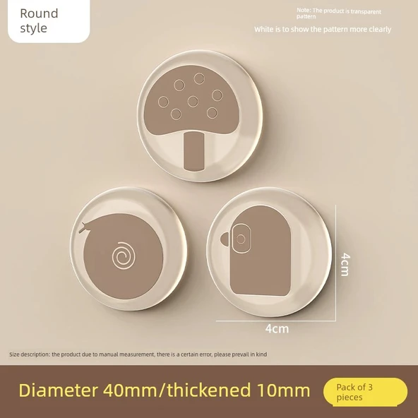 Silikon Kapı Kolu Darbe Pedleri - Klasik-Daire [ekstra kalın 10mm] 3 Paket