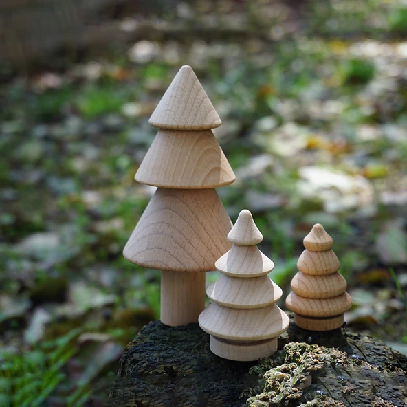 Ahşap Noel Ağacı DIY Boyama Graffiti Oyuncak Süs - Lotus 7cm - 3