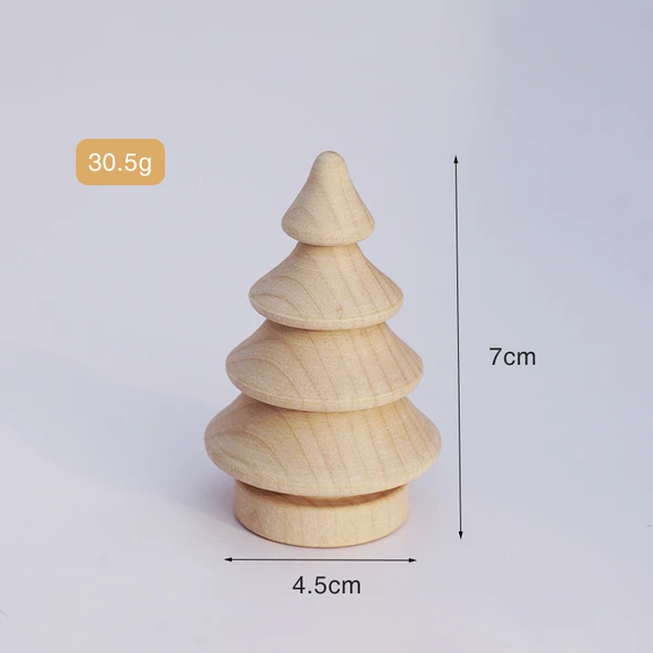 Ahşap Noel Ağacı DIY Boyama Graffiti Oyuncak Süs - Lotus 7cm - 12