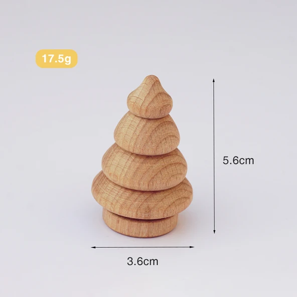 Ahşap Noel Ağacı DIY Boyama Graffiti Oyuncak Süs - Kayın 7cm