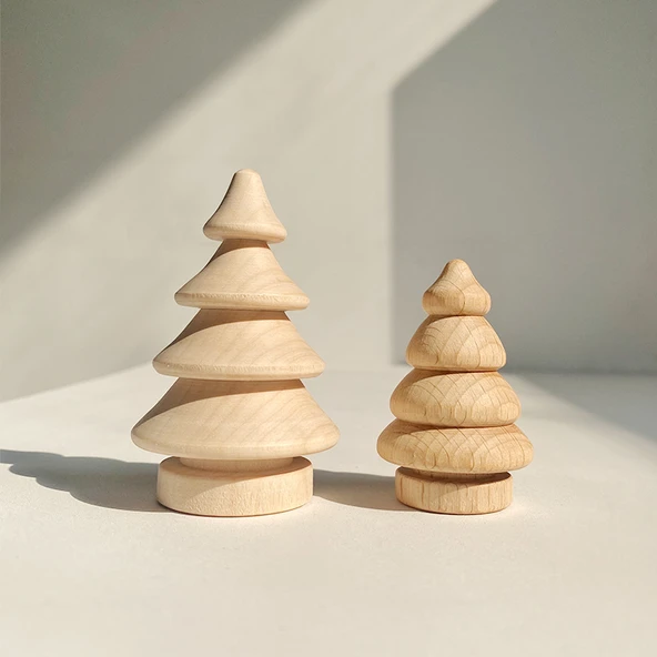 Ahşap Noel Ağacı DIY Boyama Graffiti Oyuncak Süs - Lotus 7cm - 4