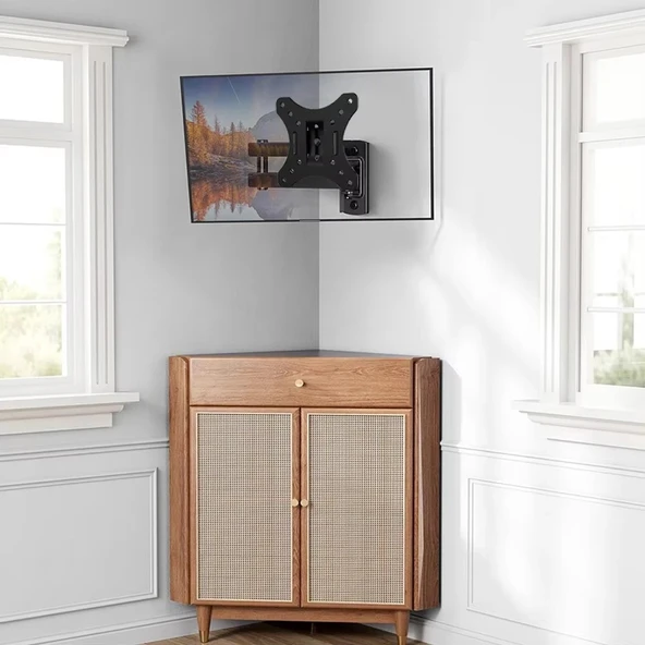 Hareketli Monitör 10-27" TV Duvar Askı Aparatı 2 Kollu 8KG Taşıma Evrensel Braket - 5