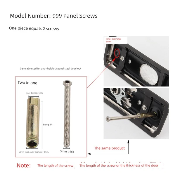 Hırsızlık Önleyici 999 Panel Vida 2 Paket - 35-45mm Kapı Kalınlığı
