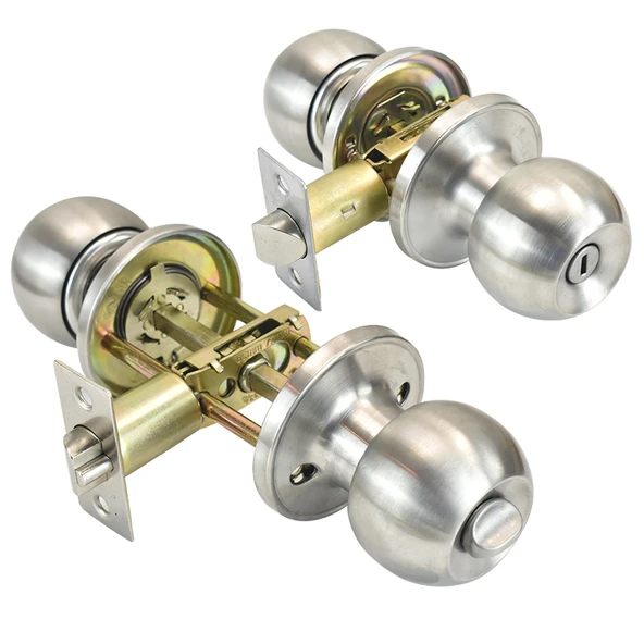 Küresel Kolu Kapı Kilidi - Altın - 3-5cm Kapı Kalınlığı - Anahtarlı - 5