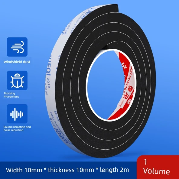 Kapı Sızdırmazlık Şeridi - 10mm Genişlik - 2m Uzunluk - 10mm Kalınlık