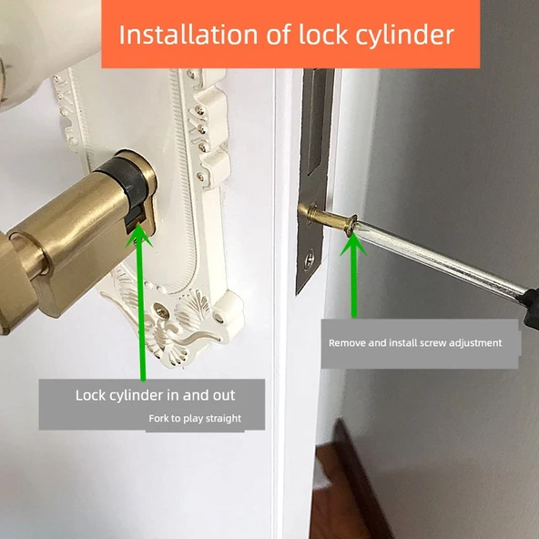 Evrensel 70mm Uzun Kapı Kolu Koruyucu - Erik Butonu Küçük 90 Altın Alüminyum Kasa Bakır İç Çekirdek, 35-45mm Kapı Kalınlığı - Resim 6