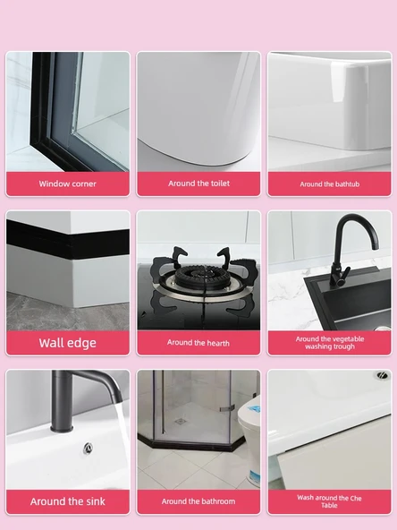 Su Geçirmez Küf Önleyici Mutfak Lavabo Sızdırmazlık Bandı - Gümüş - 80mm x 10m - 6