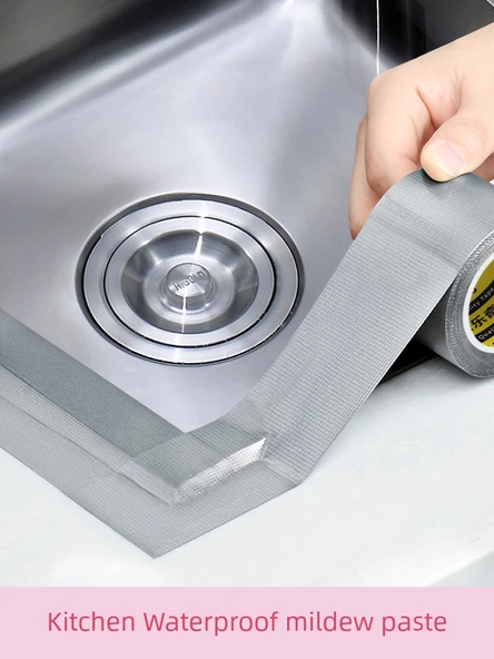 Su Geçirmez Küf Önleyici Mutfak Lavabo Sızdırmazlık Bandı - Gümüş - 80mm x 10m - 4