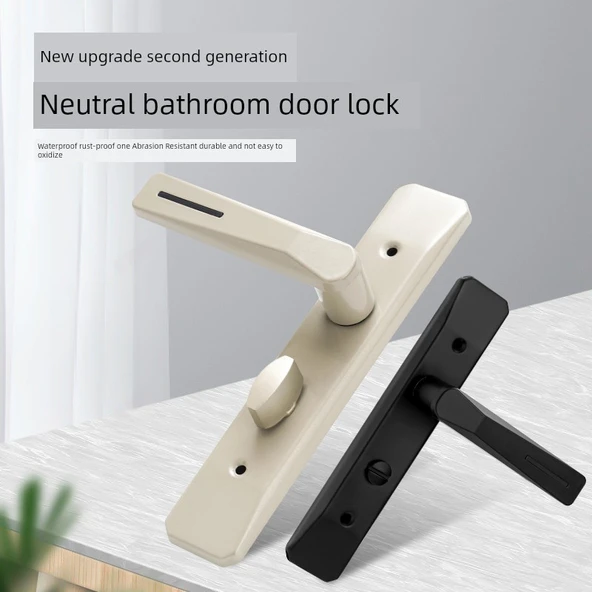 Kalınlaştırılmış Siyah Panel - Anahtarsız, Universal Alaşım Banyo Kapı Kilidi - 4