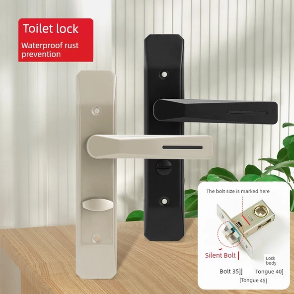 Siyah Panel - Anahtarsız, Universal Alaşım Banyo Kapı Kilidi - 3