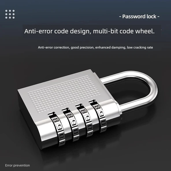 Su Geçirmez Paslanmaz Metal Kombinasyon Kilidi - Gümüş Mini - 3