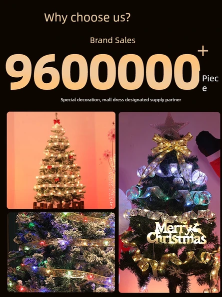 Noel Ağacı Kurdele Dekorasyon Işığı - Gümüş Kurdele - Renkli - 4 m 40 Lamba Pil - 6