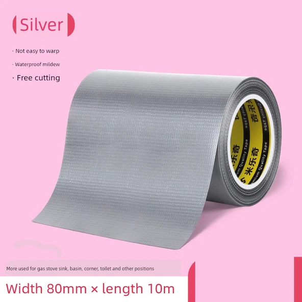 Su Geçirmez Küf Önleyici Mutfak Lavabo Sızdırmazlık Bandı - Gümüş - 80mm x 10m