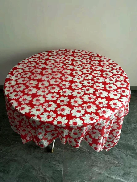 Kare Tek Kullanımlık Masa Örtüsü - Kırmızı Peony - 1.6x1.6 Metre - Model 1 - 6