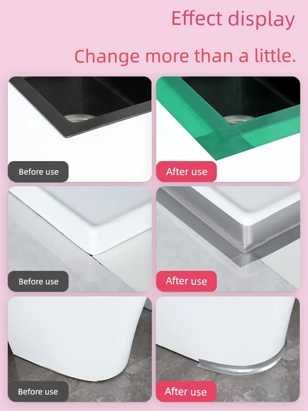 Su Geçirmez Küf Önleyici Mutfak Lavabo Sızdırmazlık Bandı - Gümüş - 80mm x 10m - 3