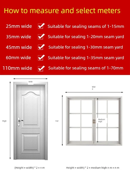 Kendinden Yapışkanlı Kapı ve Pencere Sızdırmazlık Şeridi - Kahverengi - 25mm - 12M - 5