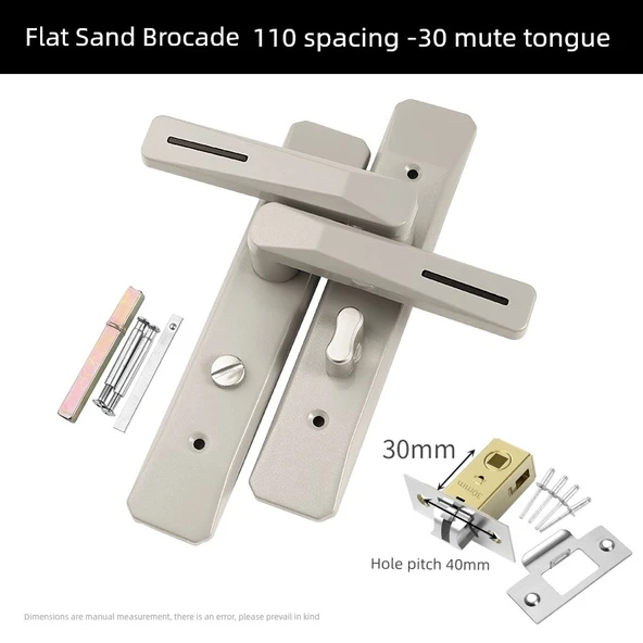Banyo Kapı Kilidi - Düz Kum Bej Nikel Renk - 110 Aralık - 30 mm Sessiz Dili - Panel Kilitsiz