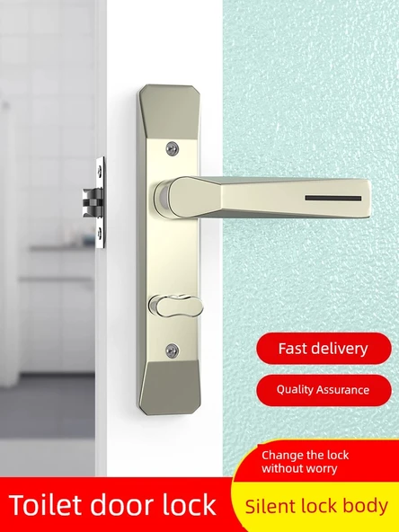Banyo Kapı Kilidi - Kalın Düz Siyah - 110 Delik - Panel Kilitsiz - 5