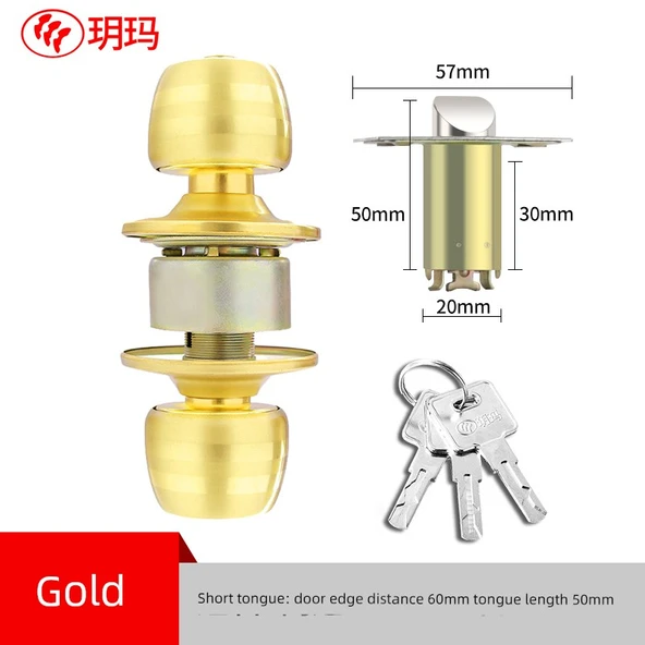 Altın Kapı Kilidi - 60mm Merkez Mesafe - Anahtarlı