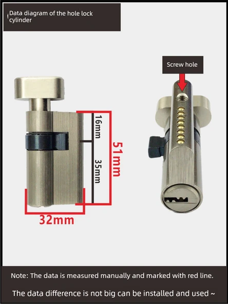 Kapı Kilidi Silindiri - 5 Bakır Kaşık Tam Bakır - 51mm Siyah - 3
