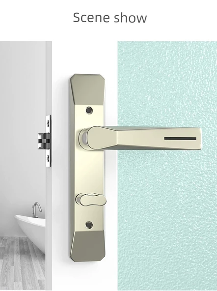 Banyo Kapı Kilidi - Kalın Düz Siyah - 110 Delik - Panel Kilitsiz - 8