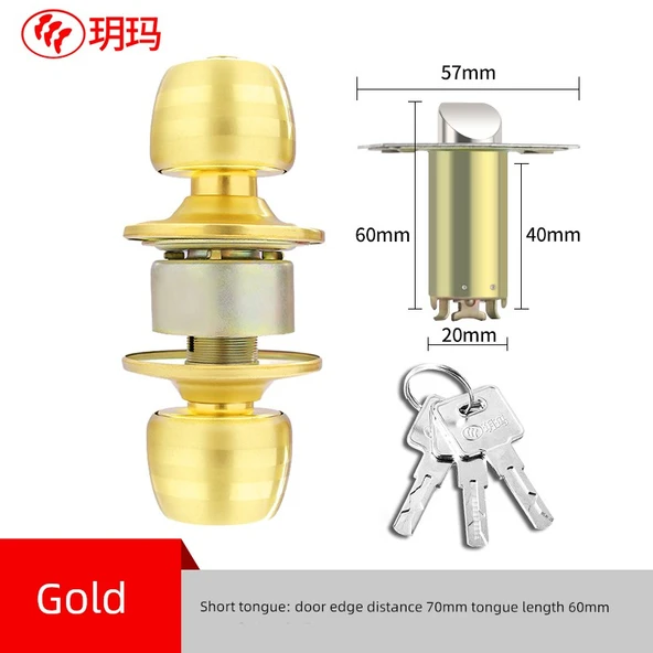 Altın Kapı Kilidi - 70mm Merkez Mesafe - Anahtarlı