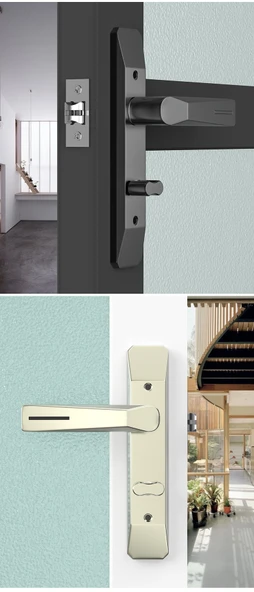Banyo Kapı Kilidi - Düz Siyah - 110 Aralık - Panel Kilitsiz - 9