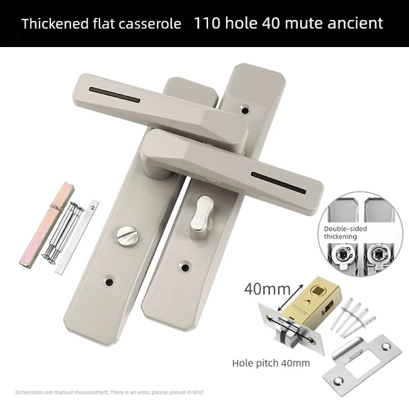 Banyo Kapı Kilidi - Kalın Düz Kum Bej Nikel - 110 Delik - 40 mm Sessiz Dili