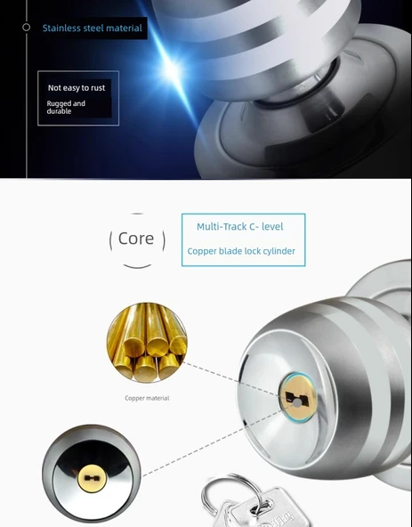 Altın Kapı Kilidi - 60mm Merkez Mesafe - Anahtarlı - 7