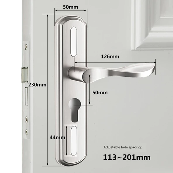 Sesiz İç Kapı Kilidi - 280 Siyah Ayarlanabilir Set, 30-50mm Kapı, Anahtarlı - 2