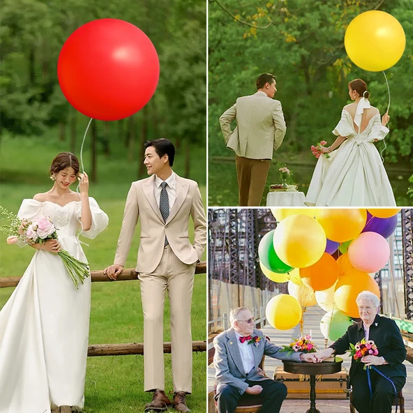 Büyük Patlamaya Dayanıklı Balon - 1 Metre Sarı 10 - Kurdele ve Pompa ile
