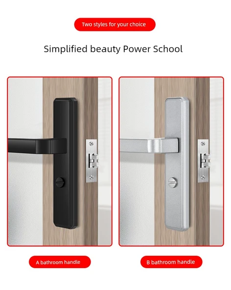 Evrensel Alüminyum Alaşımlı Banyo Kapı Kilidi - Siyah 110mm Delik Aralığı - Sadece Panel - 8
