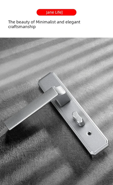 Evrensel Alüminyum Alaşımlı Banyo Kapı Kilidi - Siyah 110mm Delik Aralığı - Sadece Panel - 10