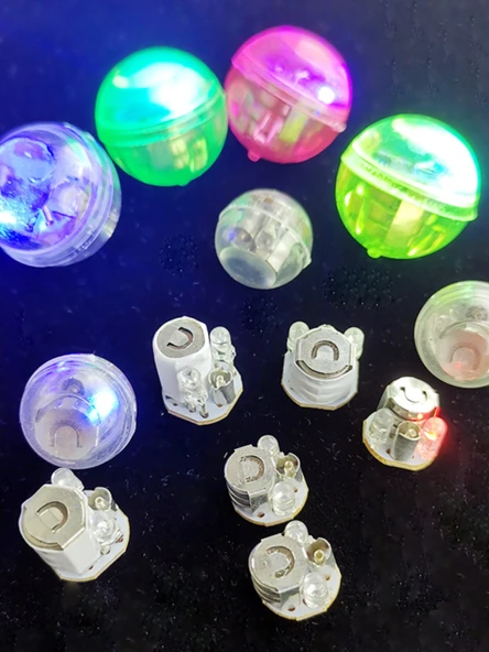 Dijital Titreşim Algılayan LED Işık Topu - 2.5CM Su Geçirmez Titreşim Topu Yeşil Kasa 10 (Kırmızı ve Mavi Yanıp Sönen Işık) - 2