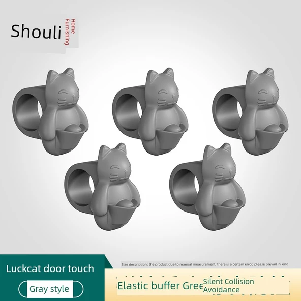 Silikon Kapı Durdurucu - Şanslı Kedi Gri - 5