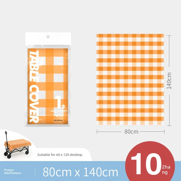 Tek Kullanımlık Masa Örtüsü - Turuncu Kare - 80x140cm