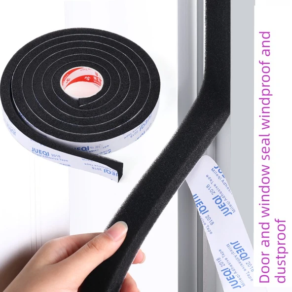 Tek Taraflı Siyah Köpük Sızdırmazlık Şeridi - 10mm Kalınlık 50mm Genişlik 2m Uzunluk - 3