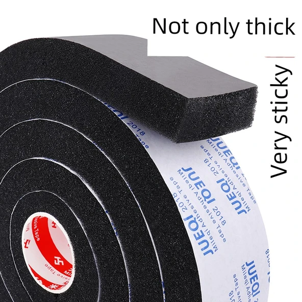 Tek Taraflı Siyah Köpük Sızdırmazlık Şeridi - 10mm Kalınlık 15mm Genişlik 2m Uzunluk - 2