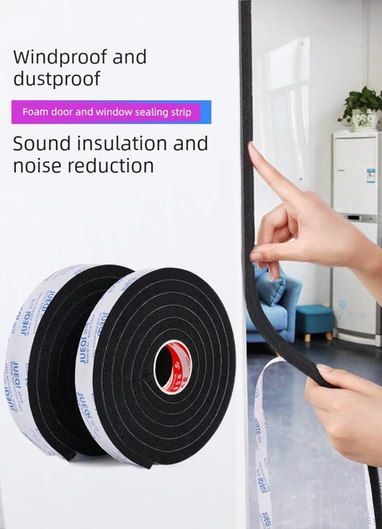 Tek Taraflı Siyah Köpük Sızdırmazlık Şeridi - 10mm Kalınlık 50mm Genişlik 2m Uzunluk - 7